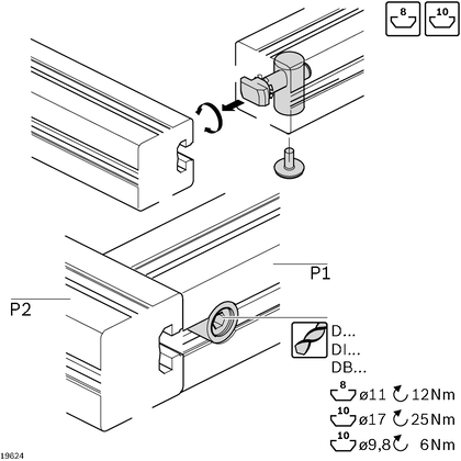 Joint de serrage rapide, N8, 90°, acier galvanisé